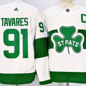 Toronto Maple Leafs #91 John Tavares Bílý St Patricks Autentické dres – Pánské