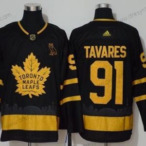 Toronto Maple Leafs #91 John Tavares Černá City Edition Autentické Sešitý Hokejový dres – Pánské