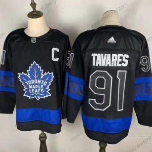 Toronto Maple Leafs #91 John Tavares Černá X Drew House Inside Out Sešitý dres – Pánské