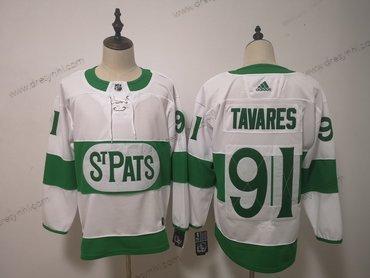 Toronto Maple Leafs #91 John Tavares Toronto St. Pats Road Autentické Hráč Bílý dres – Pánské