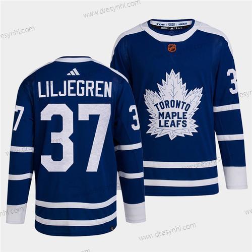 Toronto Maple Leafs Černá #37 Timothy Liljegren Modrý 2022 Obrácený Retro Sešitý dres – Pánské