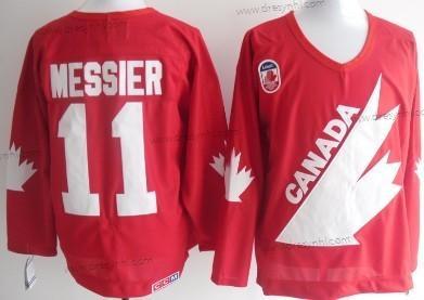 Tým Kanady #11 Mark Messier 1991 Olympic Červené Retro CCM dres – Pánské