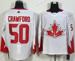 Tým Kanady #50 Corey Crawford Bílý 2016 World Cup Of Hokejový Game dres – Pánské