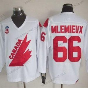 Tým Kanady #66 Mario Lemieux 1991 Olympic Bílý CCM Vintage dres – Pánské