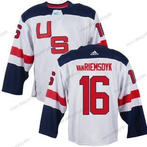 Tým USA #16 James Van Riemsdyk Bílý 2016 World Cup Of Hokejový Game dres – Pánské