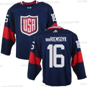 Tým USA #16 James Van Riemsdyk Námořnictvo Modrý 2016 World Cup Of Hokejový Game dres – Pánské