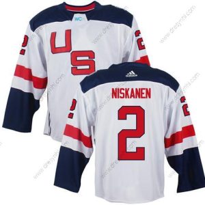 Tým USA #2 Matt Niskanen Bílý 2016 World Cup Of Hokejový Game dres – Pánské