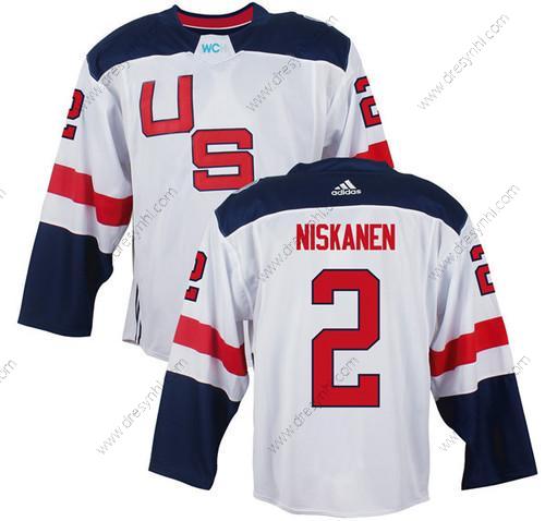 Tým USA #2 Matt Niskanen Bílý 2016 World Cup Of Hokejový Game dres – Pánské