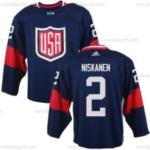 Tým USA #2 Matt Niskanen Námořnictvo Modrý 2016 World Cup Of Hokejový Game dres – Pánské