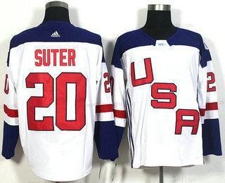 Tým USA #20 Ryan Suter Bílý 2016 World Cup Of Hokejový Game dres – Pánské