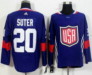 Tým USA #20 Ryan Suter Námořnictvo Modrý 2016 World Cup Of Hokejový Game dres – Pánské