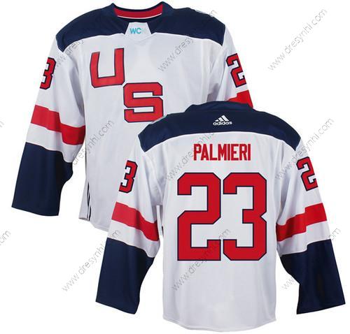 Tým USA #23 Kyle Palmieri Bílý 2016 World Cup Of Hokejový Game dres – Pánské