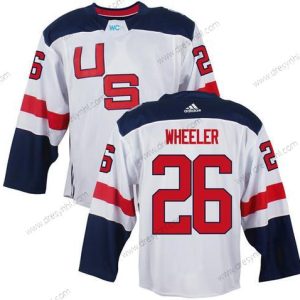 Tým USA #26 Blake Wheeler Bílý 2016 World Cup Of Hokejový Game dres – Pánské