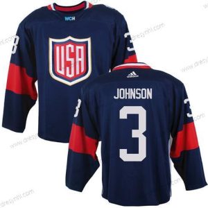 Tým USA #3 Jack Johnson Námořnictvo Modrý 2016 World Cup Of Hokejový Game dres – Pánské