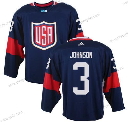 Tým USA #3 Jack Johnson Námořnictvo Modrý 2016 World Cup Of Hokejový Game dres – Pánské