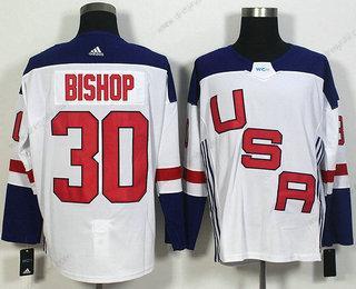 Tým USA #30 Ben Bishop Bílý 2016 World Cup Of Hokejový Game dres – Pánské