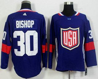 Tým USA #30 Ben Bishop Námořnictvo Modrý 2016 World Cup Of Hokejový Game dres – Pánské