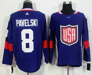 Tým USA #8 Joe Pavelski Námořnictvo Modrý 2016 World Cup Of Hokejový Game dres – Pánské