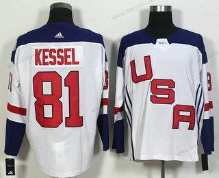 Tým USA #81 Phil Kessel Bílý 2016 World Cup Of Hokejový Game dres – Pánské