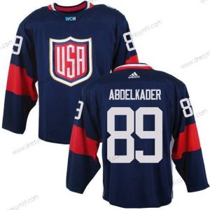 Tým USA #89 Justin Abdelkader Námořnictvo Modrý 2016 World Cup Of Hokejový Game dres – Pánské