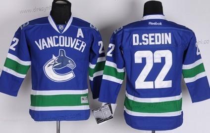 Vancouver Canucks #22 Daniel Sedin Modrý dres – Dětské