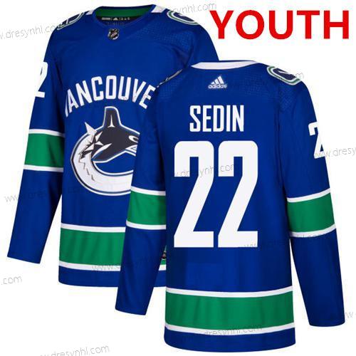 Vancouver Canucks #22 Daniel Sedin Sešitý Modrý Třetí dres NHL dres – Juniorské