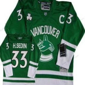 Vancouver Canucks #33 Henrik Sedin St. Patrick’S Day Zelená dres – Dětské