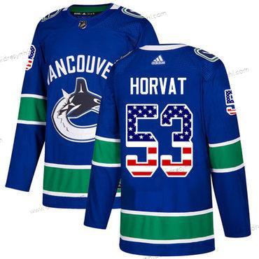 Vancouver Canucks #53 Bo Horvat Modrý Domácí dres Autentické USA Flag Sešitý NHL dres – Juniorské