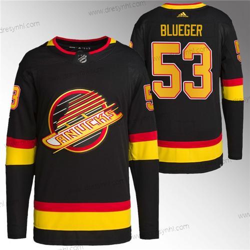 Vancouver Canucks #53 Teddy Modrýger Černá Retro Sešitý dres – Pánské