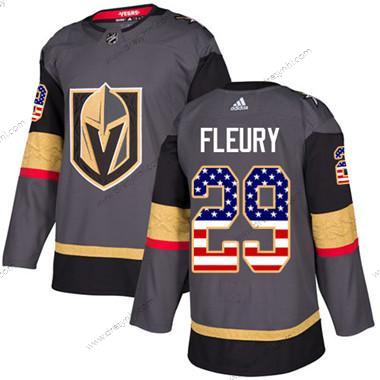 Vegas Golden Knights #29 Marc-Andre Fleury Šedá Domácí dres Autentické USA Flag Sešitý NHL dres – Juniorské