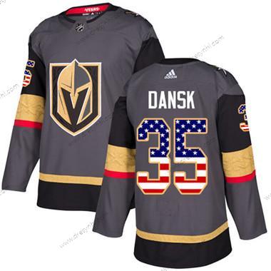 Vegas Golden Knights #35 Oscar Dansk Šedá Domácí dres Autentické USA Flag Sešitý NHL dres – Juniorské