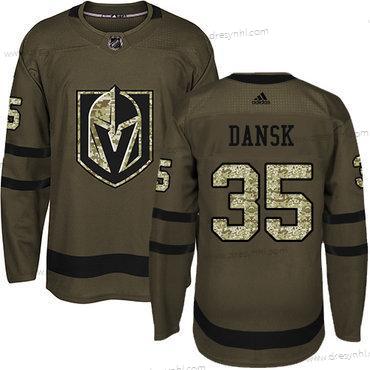 Vegas Golden Knights #35 Oscar Dansk Zelená Salute to Service Sešitý NHL dres – Juniorské