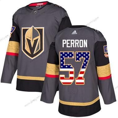 Vegas Golden Knights #57 David Perron Šedá Domácí dres Autentické USA Flag Sešitý NHL dres – Juniorské