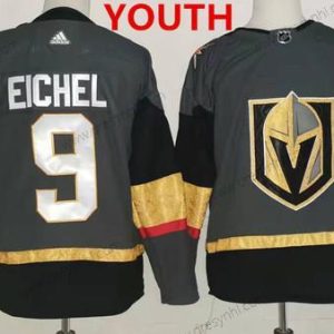 Vegas Golden Knights #9 Jack Eichel Šedá Domácí dres Autentické Sešitý NHL dres – Juniorské