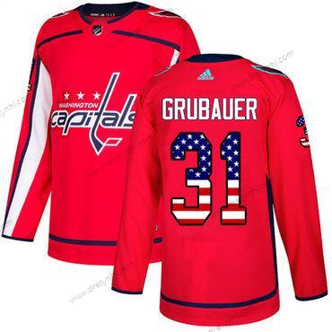 Washington Capitals #31 Philipp Grubauer Červené Domácí dres Autentické USA Flag Sešitý NHL dres – Juniorské