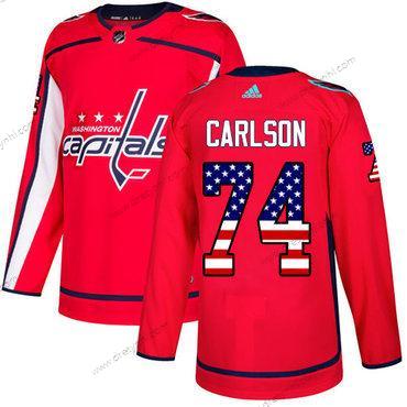 Washington Capitals #74 John Carlson Červené Domácí dres Autentické USA Flag Sešitý NHL dres – Juniorské