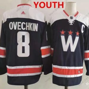 Washington Capitals #8 Alex Ovechkin New Námořnictvo Modrý Sešitý NHL dres – Juniorské