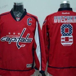 Washington Capitals #8 Alex Ovechkin Reebok Červené USA Flag Hokejový dres – Pánské