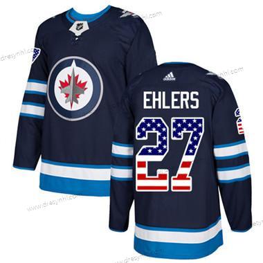 Winnipeg Jets #27 Nikolaj Ehlers Námořnictvo Modrý Domácí dres Autentické USA Flag Sešitý NHL dres – Juniorské