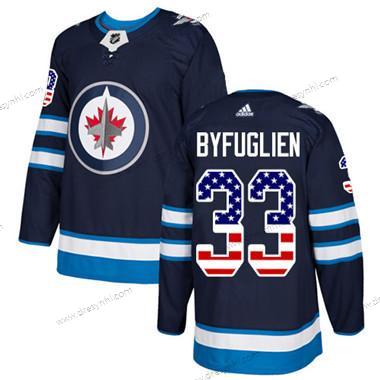 Winnipeg Jets #33 Dustin Byfuglien Námořnictvo Modrý Domácí dres Autentické USA Flag Sešitý NHL dres – Juniorské