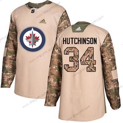 Winnipeg Jets #34 Michael Hutchinson Camo Autentické 2017 Veterans Day Sešitý NHL dres – Juniorské