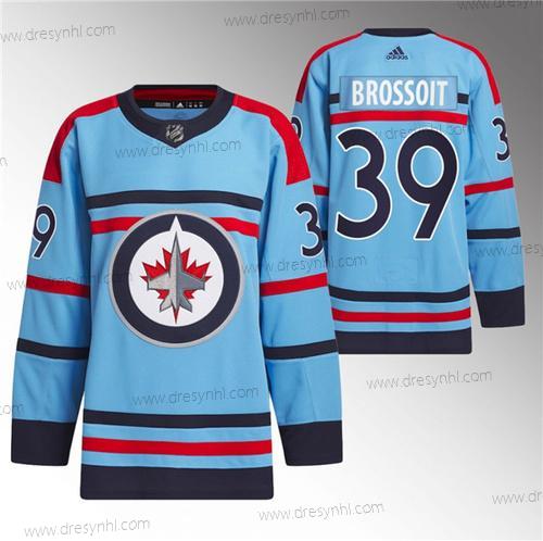 Winnipeg Jets #39 Laurent Brossoit Modrý Výročí Primegreen Sešitý dres – Pánské