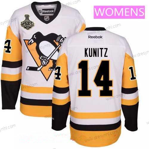 WoPittsburgh Penguins #14 Chris Kunitz Bílý Třetí dres 2017 Stanley Cup Finals Patch Sešitý NHL Reebok Hokejový dres – Pánské