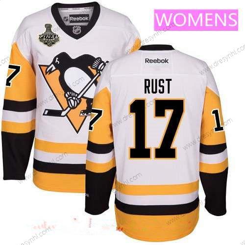 WoPittsburgh Penguins #17 Bryan Rust Bílý Třetí dres 2017 Stanley Cup Finals Patch Sešitý NHL Reebok Hokejový dres – Pánské