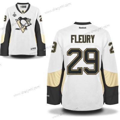 WoPittsburgh Penguins #29 Marc-Andre Fleury Bílý Road 2017 Stanley Cup NHL Finals Patch dres – Pánské