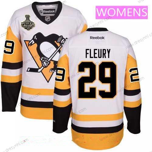 WoPittsburgh Penguins #29 Marc-Andre Fleury Bílý Třetí dres 2017 Stanley Cup Finals Patch Sešitý NHL Reebok Hokejový dres – Pánské