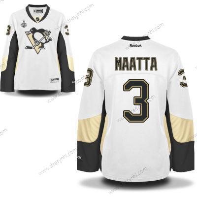 WoPittsburgh Penguins #3 Olli Maatta Bílý Road 2017 Stanley Cup NHL Finals Patch dres – Pánské