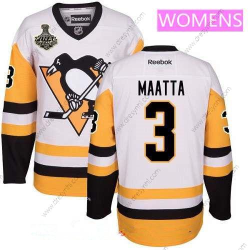 WoPittsburgh Penguins #3 Olli Maatta Bílý Třetí dres 2017 Stanley Cup Finals Patch Sešitý NHL Reebok Hokejový dres – Pánské