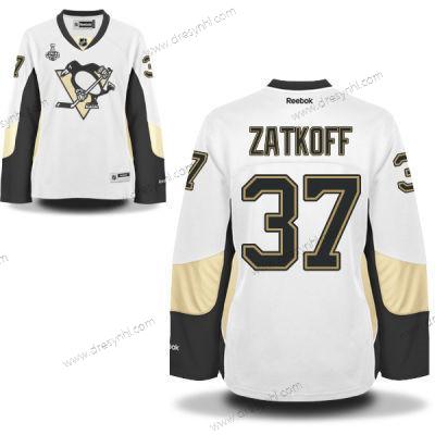 WoPittsburgh Penguins #37 Jeff Zatkoff Bílý Road 2017 Stanley Cup NHL Finals Patch dres – Pánské