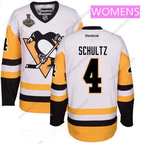 WoPittsburgh Penguins #4 Justin Schultz Bílý Třetí dres 2017 Stanley Cup Finals Patch Sešitý NHL Reebok Hokejový dres – Pánské